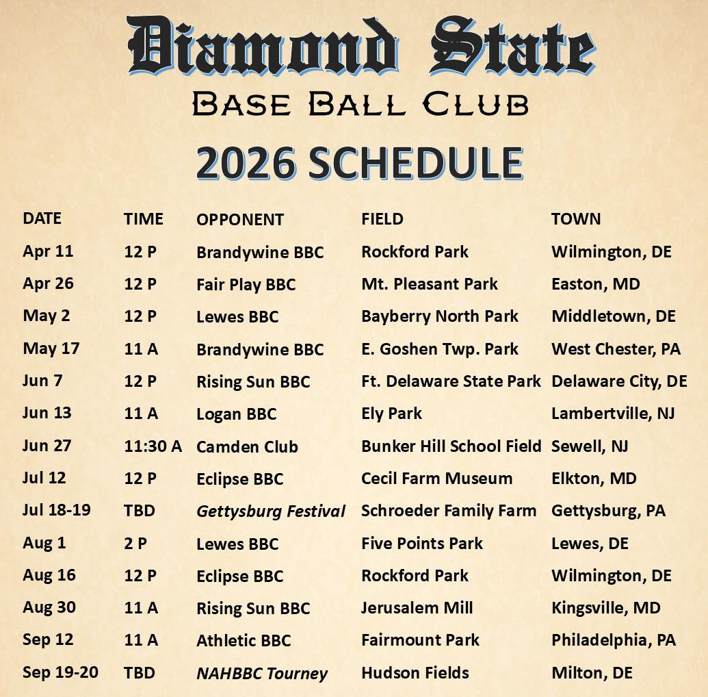 Diamond State 2026 Schedule