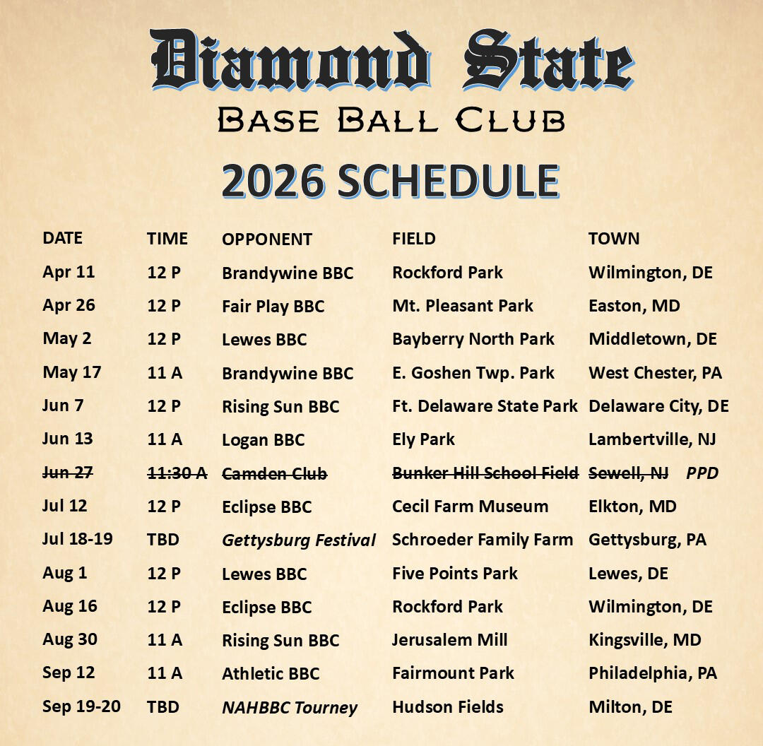 Diamond State 2026 Schedule