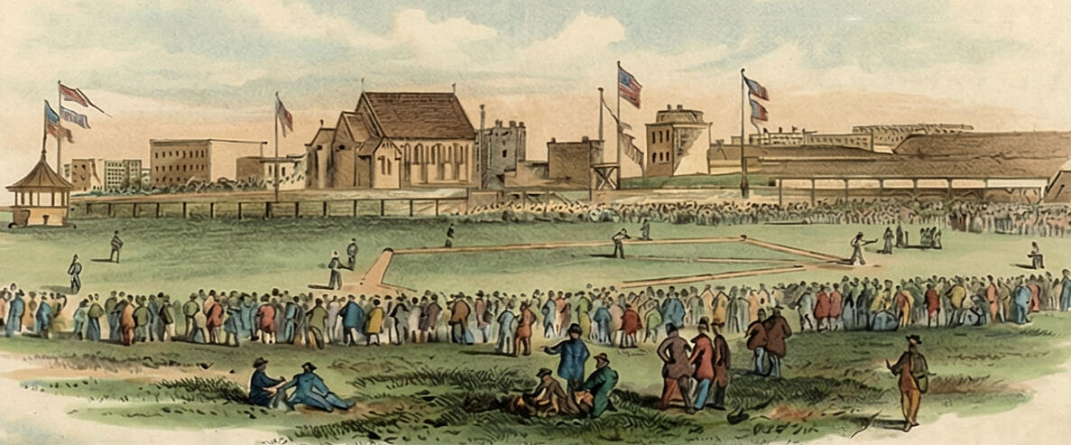 Spectators at a 19th century base ball match